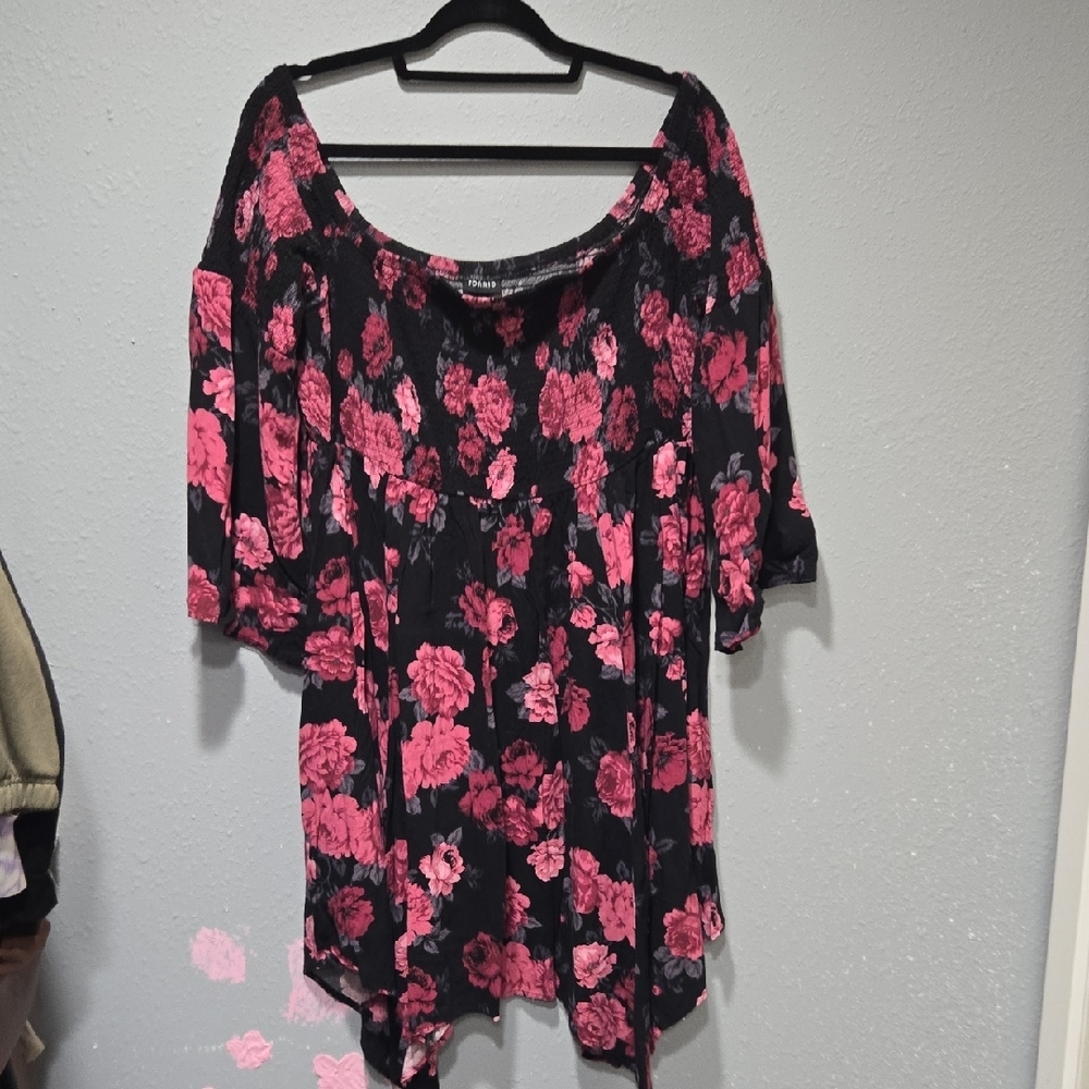 Maurices Black and Pink Floral Blouse